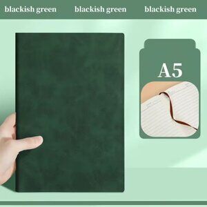 160-Page A5 Extra Thick Notebook, Vintage Faux Leather Cover in Green NEW